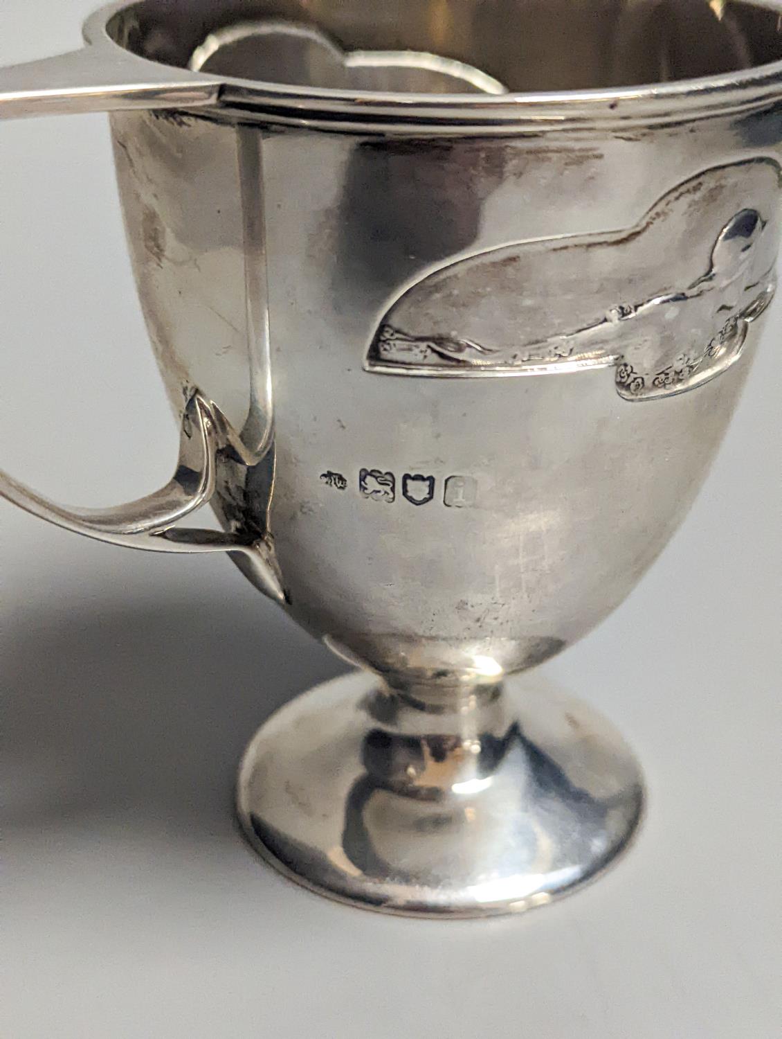 An Edwardian Art Nouveau silver pedestal christening mug, by William Hutton & Sons, London, 1904, - Image 2 of 4