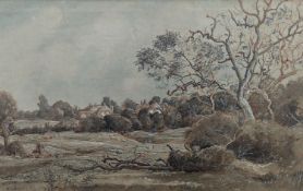 Edward Stamp (1939-), ink and watercolour, 'View at Cablington, Buckinghamshire', signed and dated