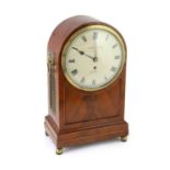 A Regency mahogany mantel timepiecewith domed case, painted dial signed Schuler & Son, 64 City Road,