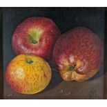 Susan Hearson, oil on board, Study of apples, monogrammed, 15 x 17cm
