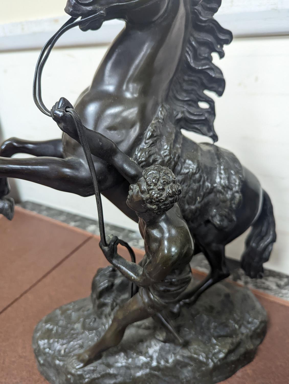 After Coustou, a pair of bronze Marly horses 41cm - Image 2 of 6