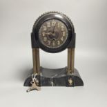 An Art Deco black marble and brass mantel clock 29cm