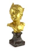 Raoul Francois Larche (1860 - 1912). An ormolu head of a boy king,modelled wearing a crown, signed