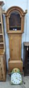 Philp of Okehampton. An early 19th century stripped pine 30 hour longcase clock, height 196cm