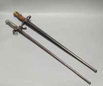 Two French bayonets, 19th century and early 20th century