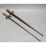 Two French bayonets, 19th century and early 20th century