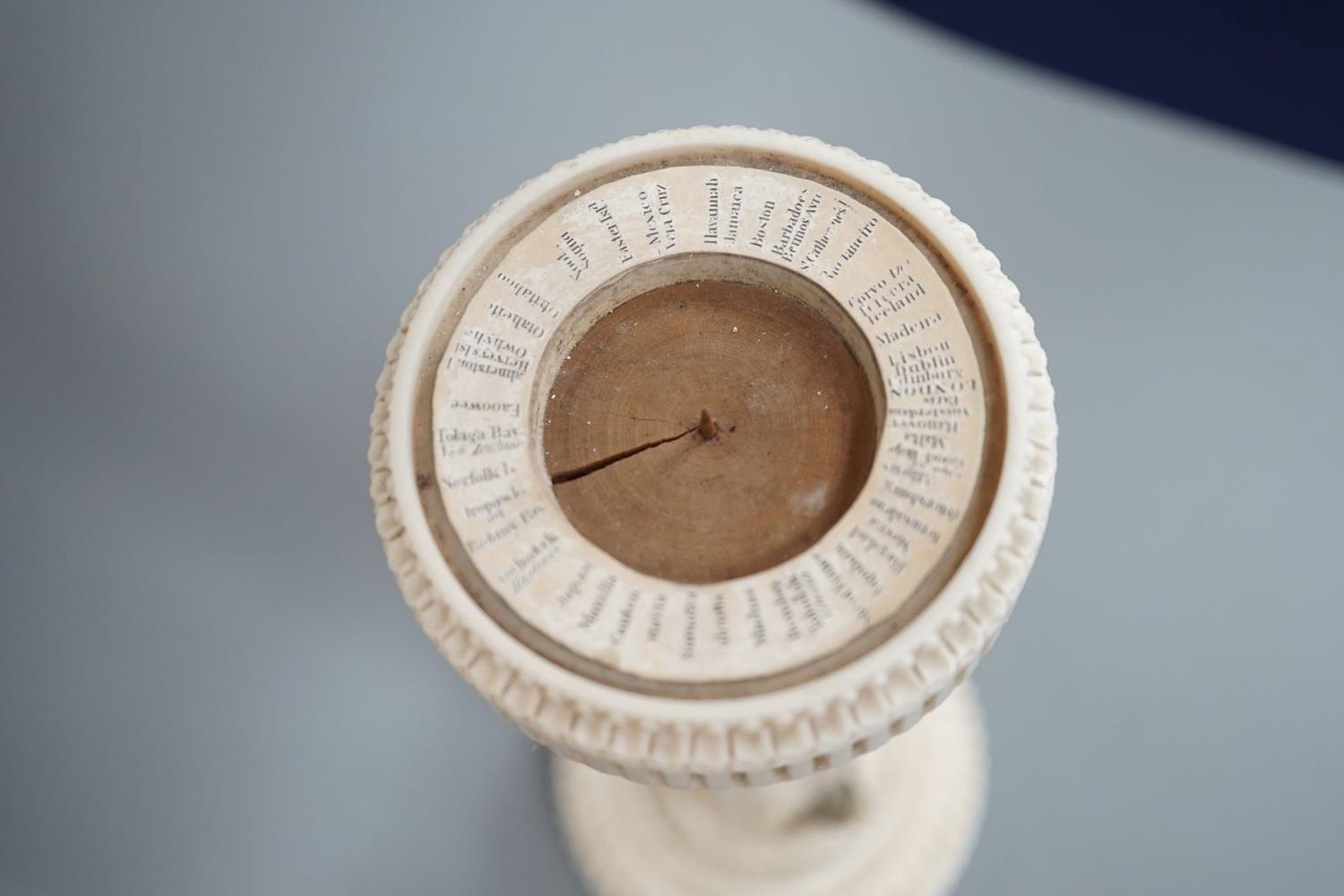 A Victorian’Brinton Brighton’ engine turned Ivory 'Sundial' thermometer 21.5cm - Image 2 of 4