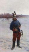 Austrian School c.1900 Soldier standing in the snowoil on canvas73 x 42cm.