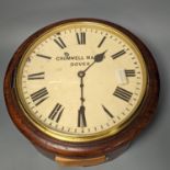 A Victorian mahogany dial timepiece,37 cms diameter.