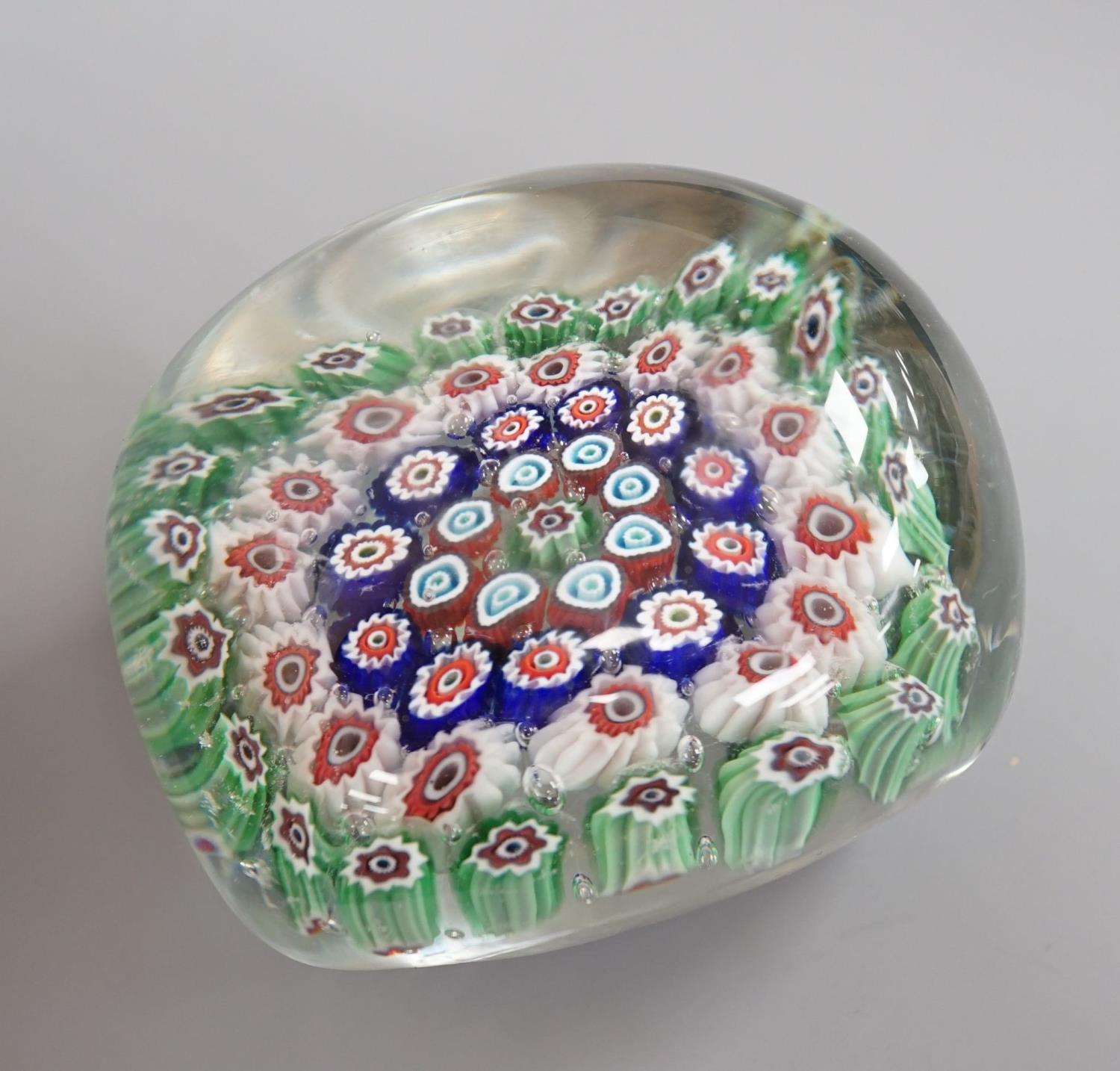 An unusual rectangular millefiori glass paperweight, probably Murano,9.4cm - Image 4 of 7