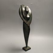 A 20th century Futurist style patinated bronze sculpture, unsigned. 40cm