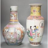 Two Chinese famille rose vases, tallest 42 cms high.