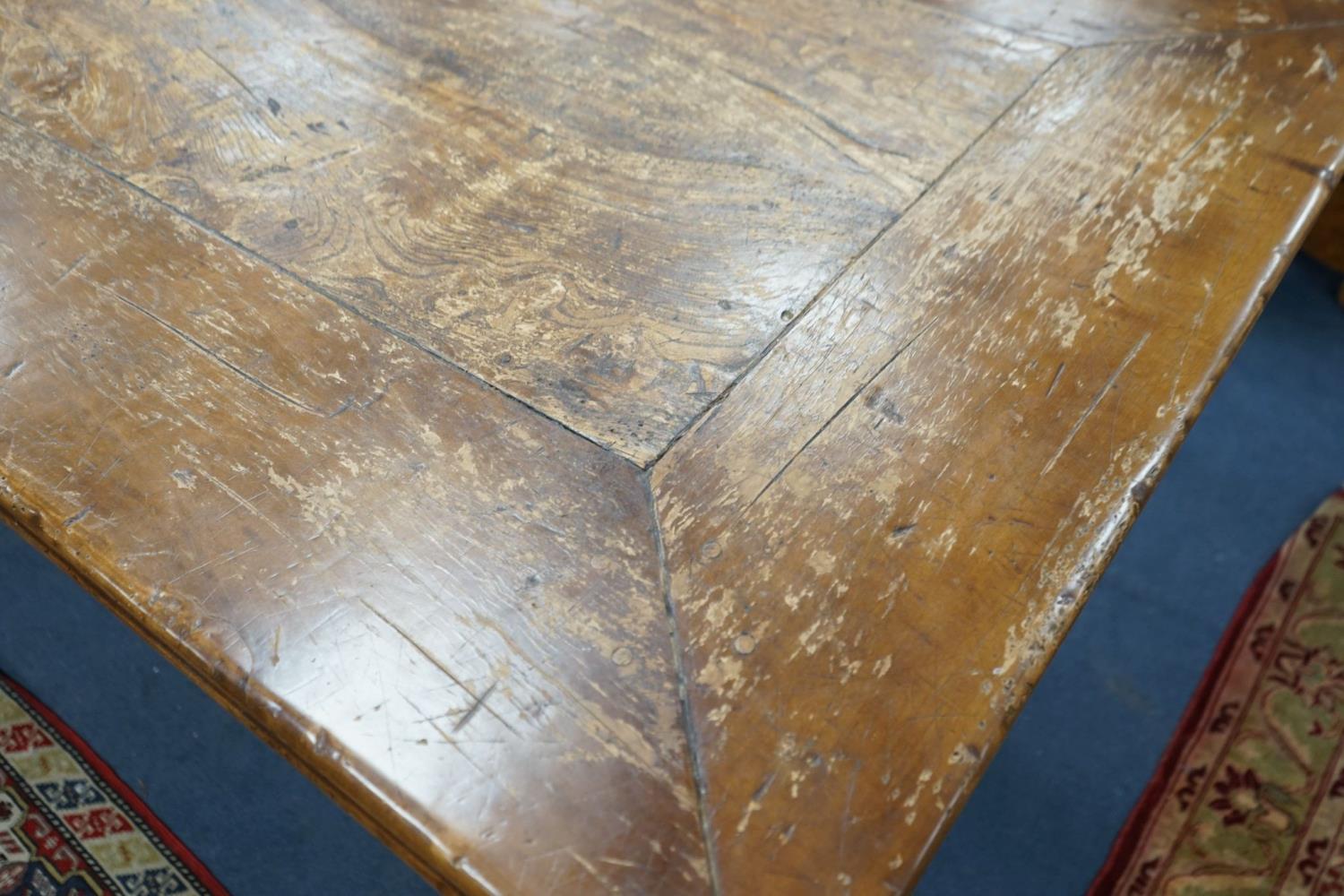 An 18th century style rectangular walnut refectory dining table on baluster end supports with - Image 5 of 6