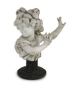 A late 19th / early 20th century Italian white marble carving of a girl with raised hands,