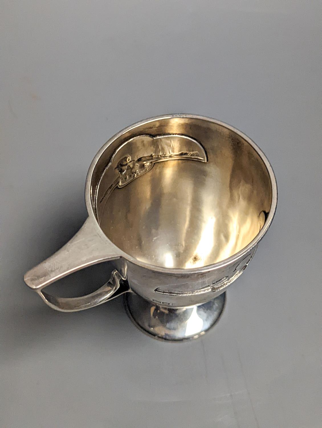 An Edwardian Art Nouveau silver pedestal christening mug, by William Hutton & Sons, London, 1904, - Image 3 of 4