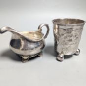 A William IV provincial silver cream jug, Barber & North, York?, 1836 and an 18th century