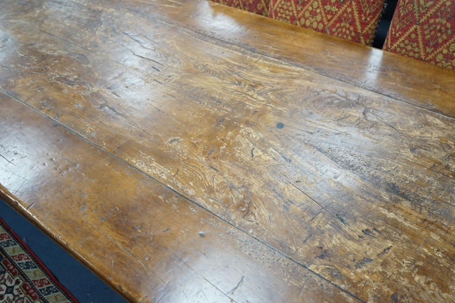 An 18th century style rectangular walnut refectory dining table on baluster end supports with - Image 6 of 6