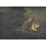 19th century English School, oil on canvas, Fishing boats off the coast, 24 x 34cm