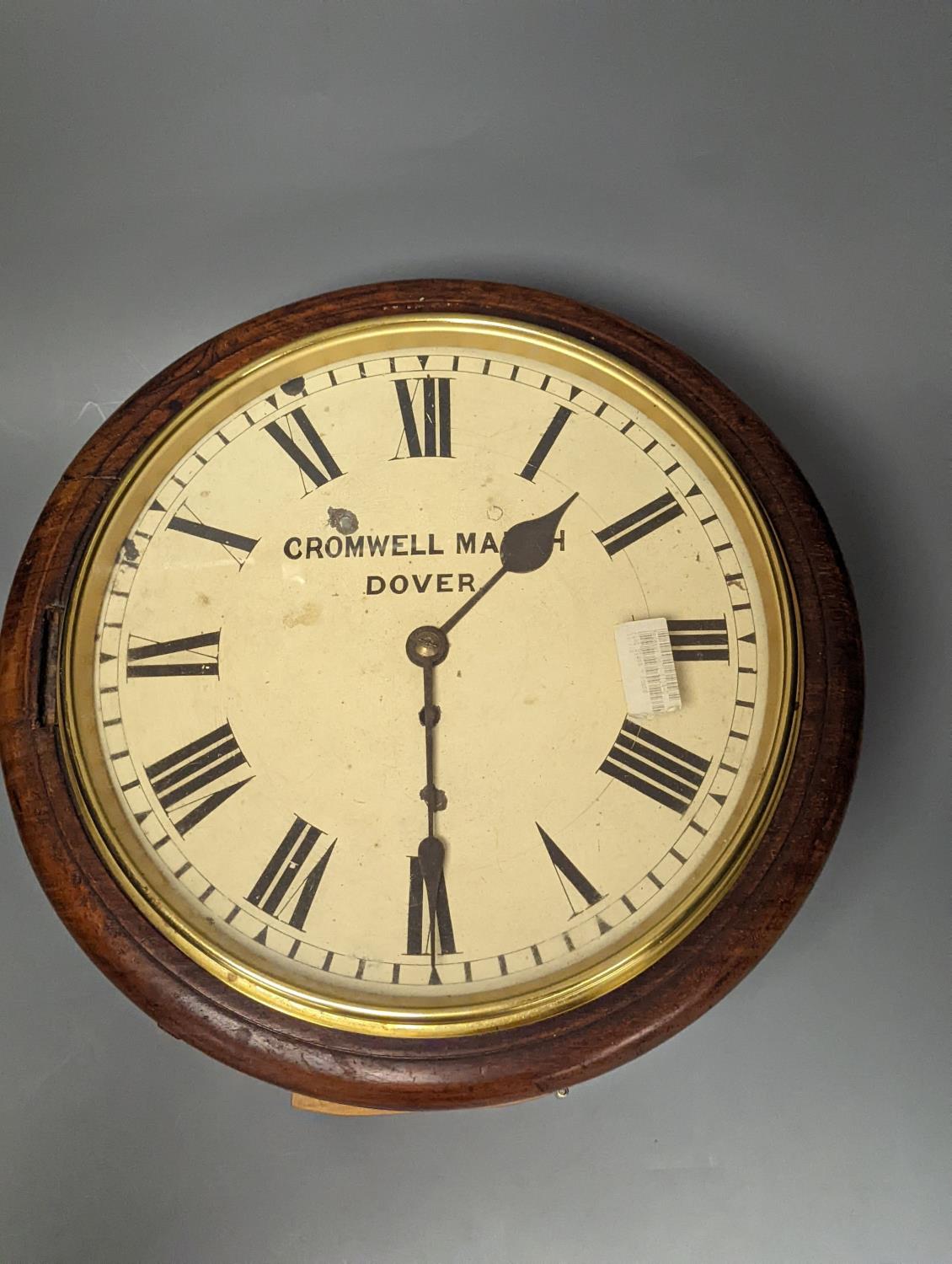 A Victorian mahogany dial timepiece,37 cms diameter. - Image 2 of 3