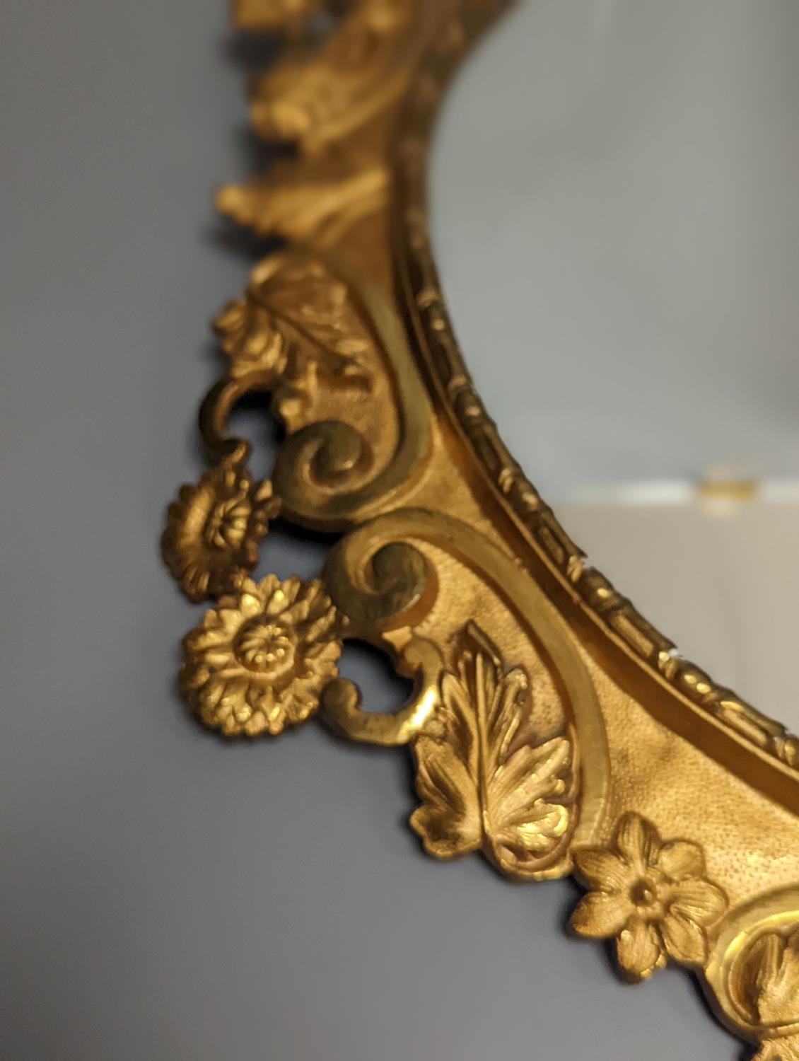 A pair of gilt brass wall mirrors, decorated with bats and flowers 56cm - Image 3 of 5