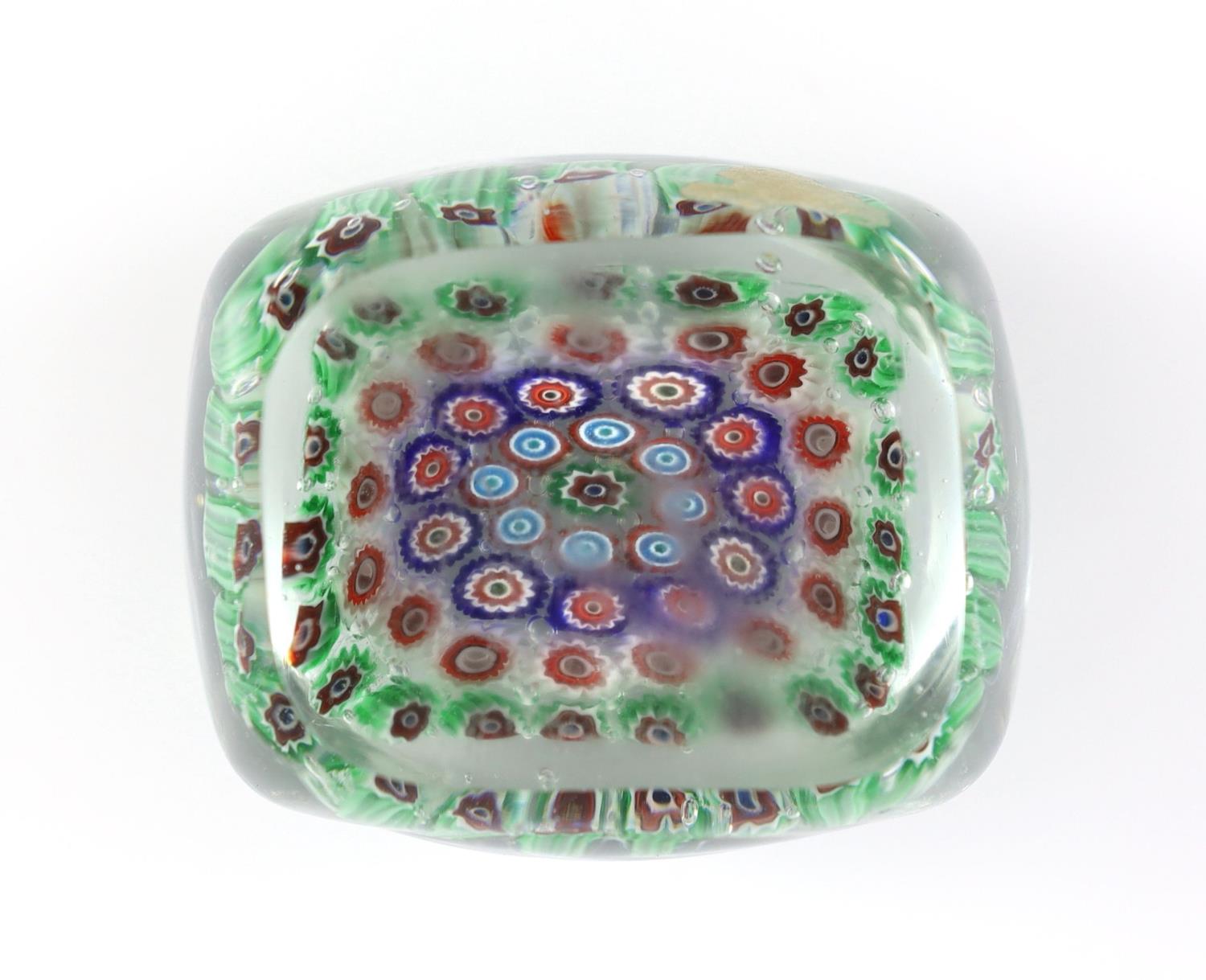 An unusual rectangular millefiori glass paperweight, probably Murano,9.4cm - Image 3 of 7