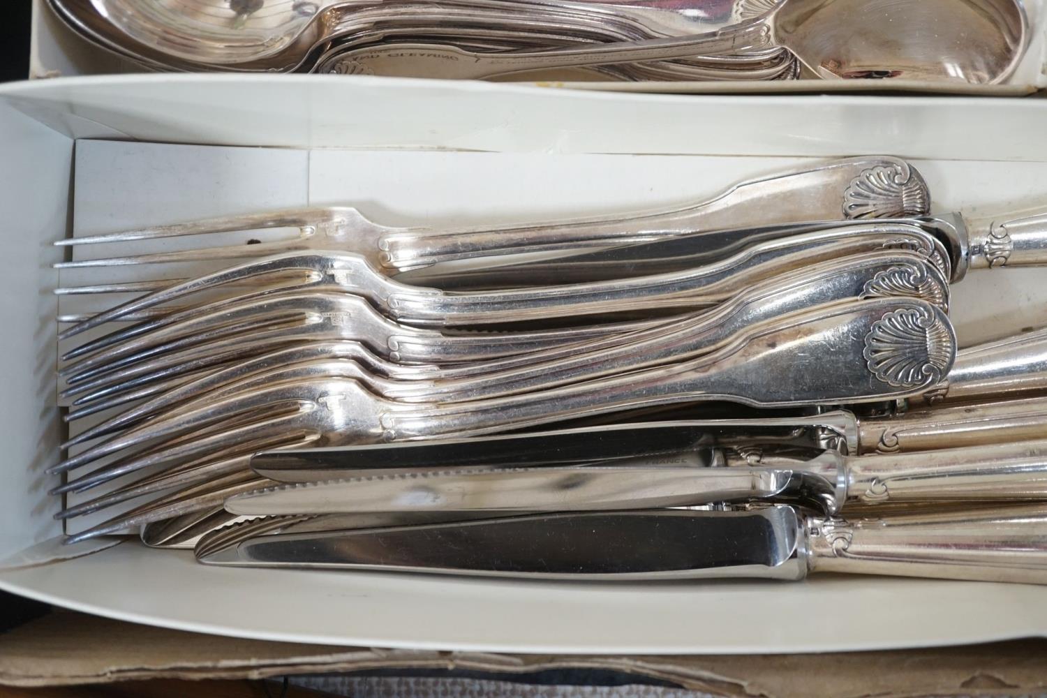 A Chistofle plated canteen of fiddle and shell pattern cutlery - Image 2 of 5