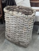 A vintage woven grape hod, width 48cm, height 64cm