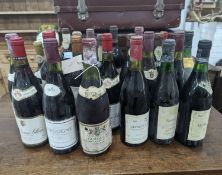 Twenty three bottles of assorted red wine, mainly French together with a bottle of Hungarian Tokaji