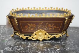 A French gilt metal mounted marquetry inlaid jardiniere, width 44cm, depth 25cm, height 19cm