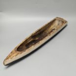 A 19th century painted wood model of a boat hull 60cm