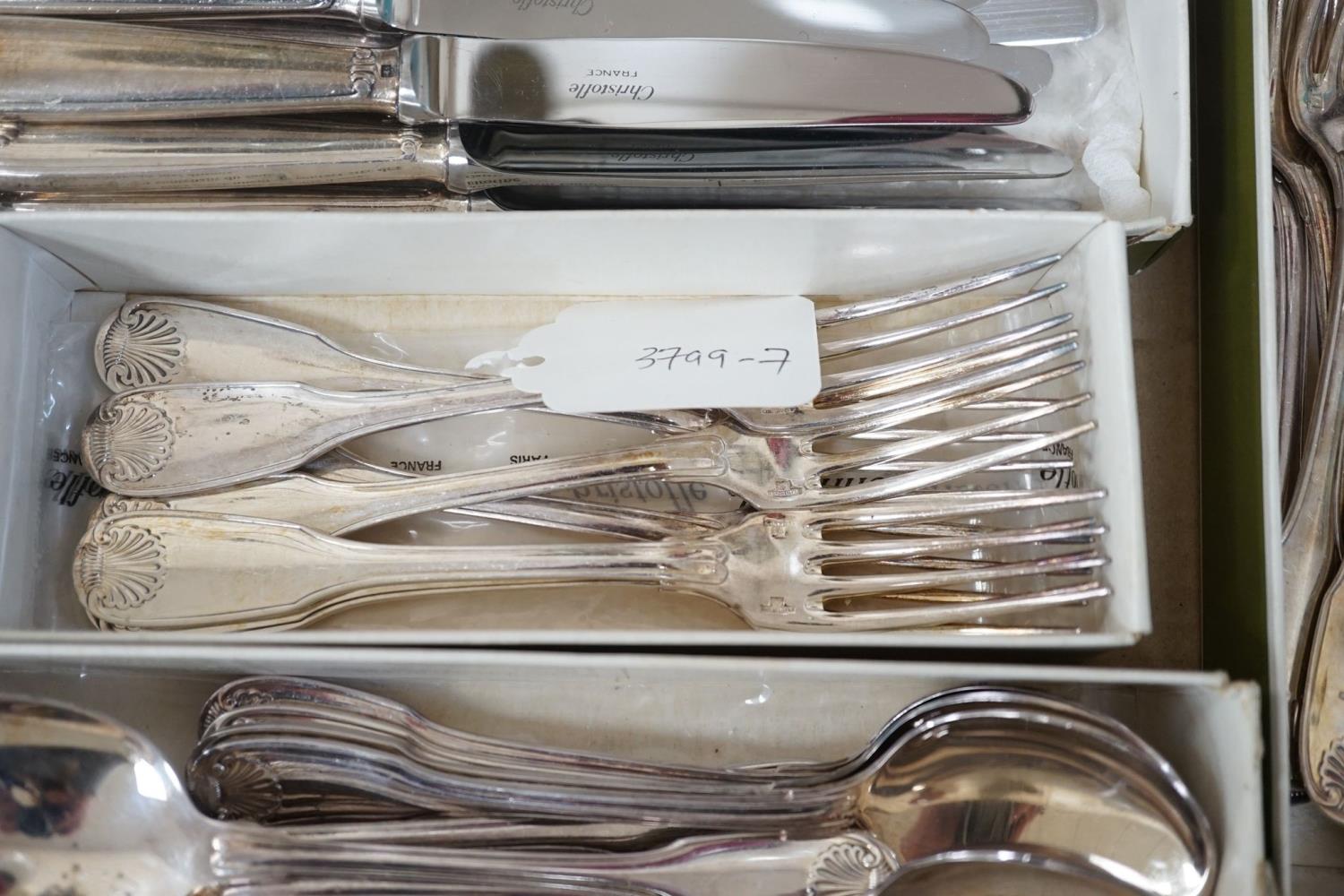A Chistofle plated canteen of fiddle and shell pattern cutlery - Image 4 of 5