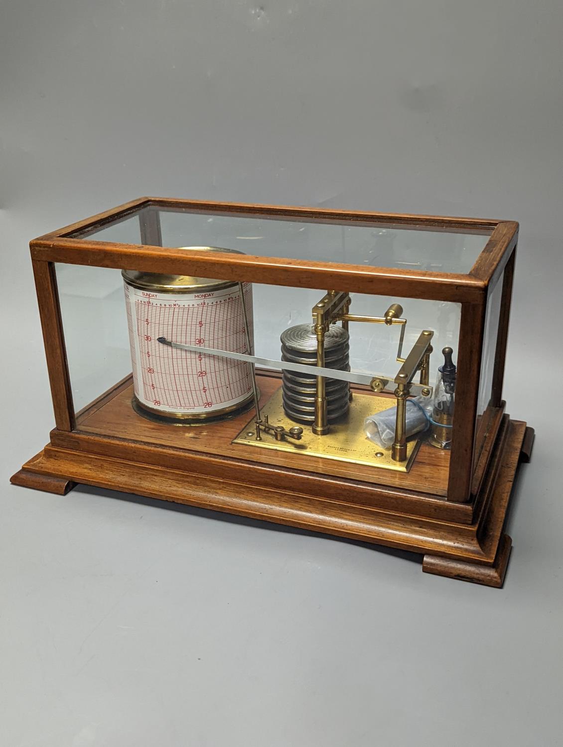 A Short & Mason oak cased barograph with spare graph paper - Image 3 of 3