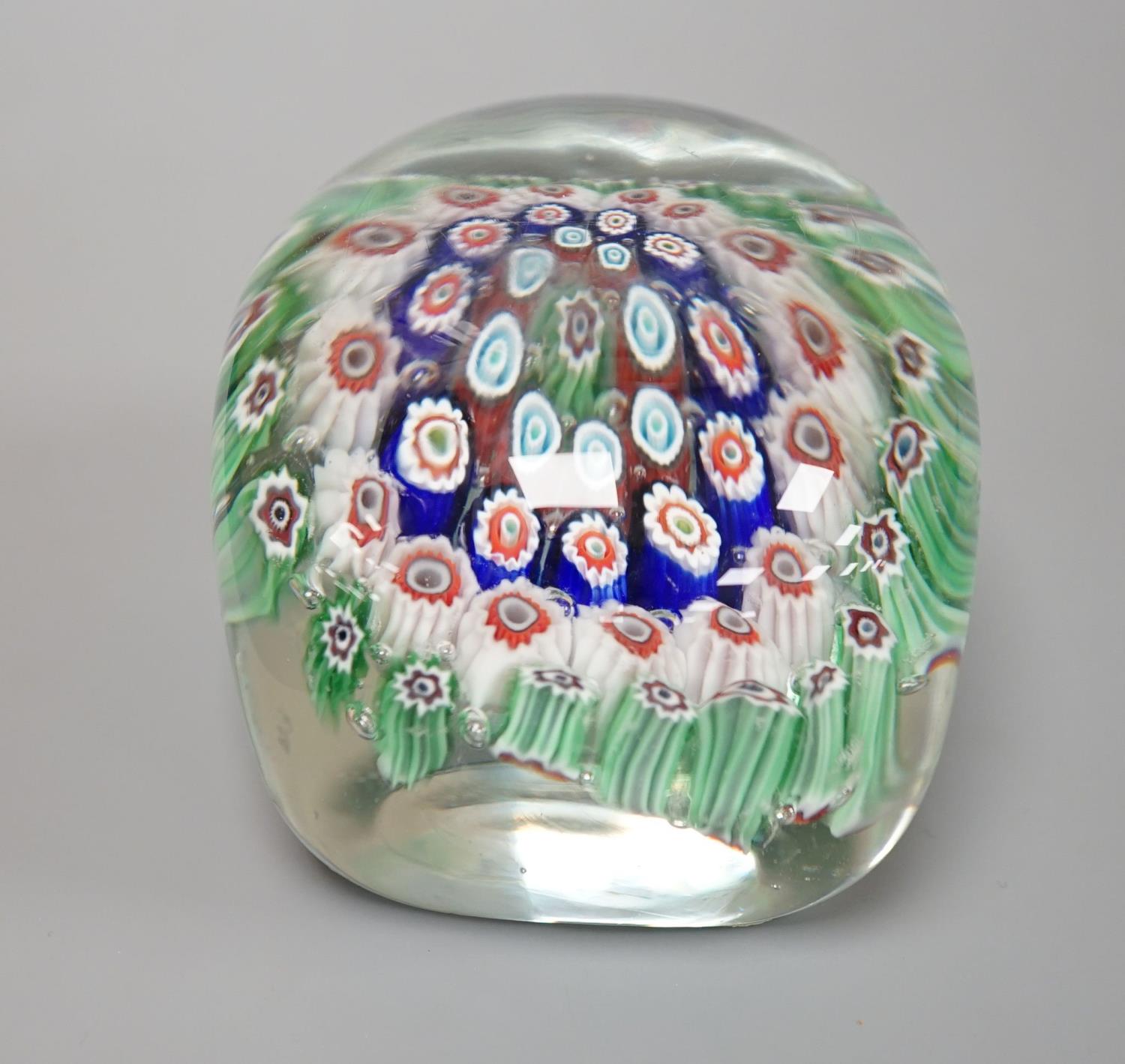 An unusual rectangular millefiori glass paperweight, probably Murano,9.4cm - Image 6 of 7