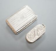 A William IV engraved silver rectangular vinaigrette, with engraved initials, Taylor & Perry,