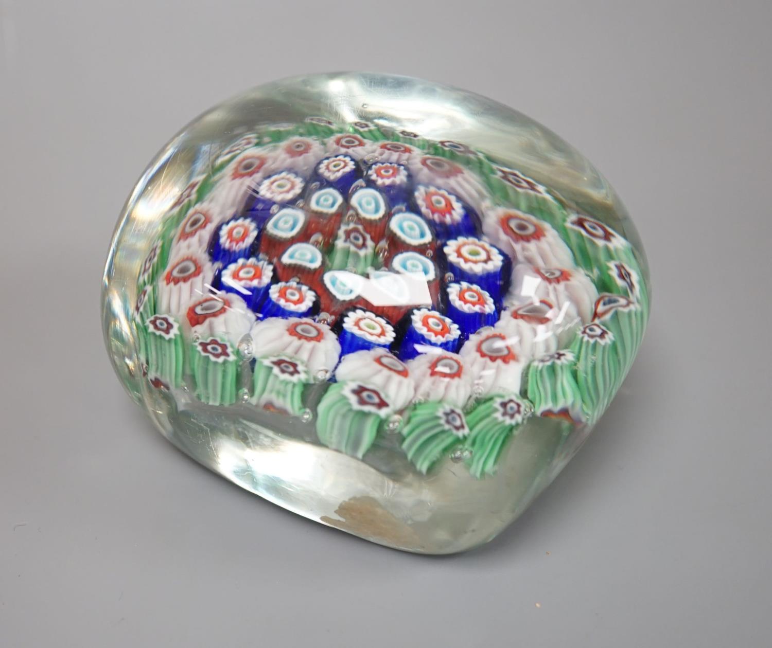 An unusual rectangular millefiori glass paperweight, probably Murano,9.4cm - Image 5 of 7
