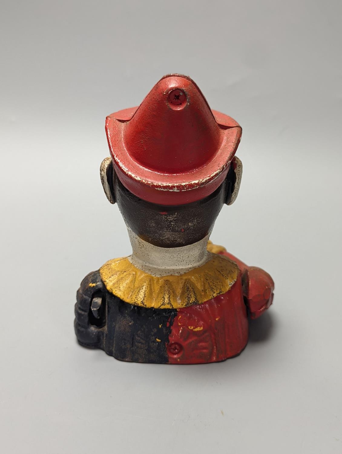 A cold painted cast iron ‘jester’ money bank 17cm - Image 2 of 3