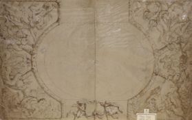 Italian School c.1750, pen and ink, Design for a ceiling, 46 x 71cm, unframed
