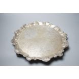 A late George II silver salver, with later engraved decoration, Ebenezer Coker, London, 1758,