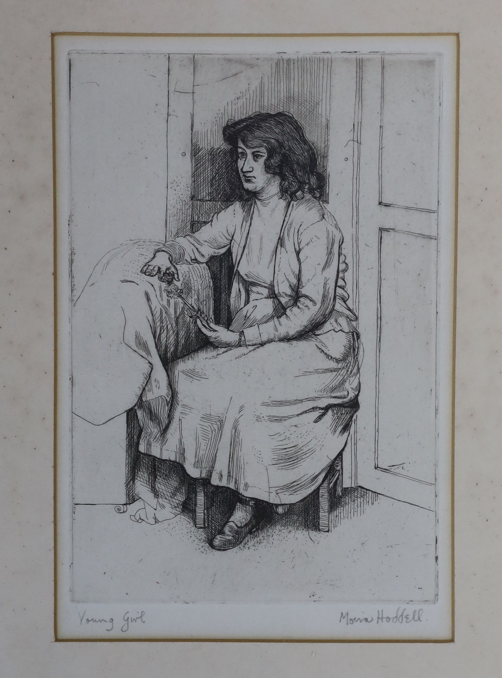 Moira Hoddell (1927-), two etchings, 'Young Girl' and 'Chelsea Pensioner', signed in pencil, 19 x - Image 5 of 6