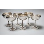 A set of six early 20th century Chinese Export white metal goblets, by Luen Wo, Shanghai, with