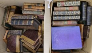 ° ° Two boxes of mixed 19th and 20th century leather bound books