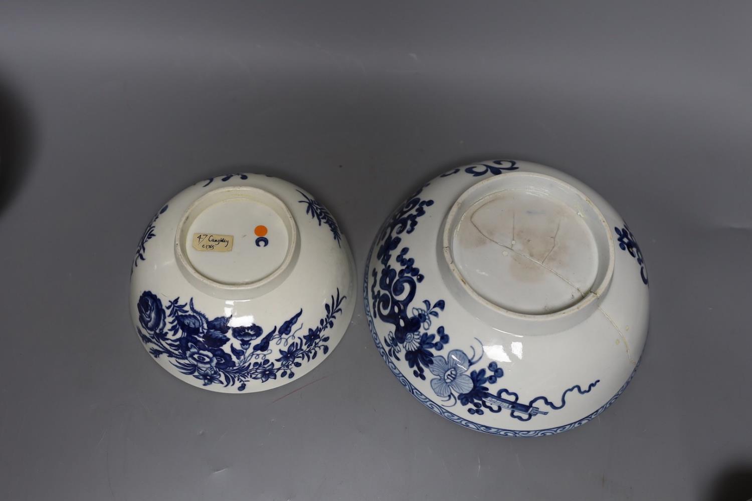 A Chaffers Liverpool rare bowl, a Worcester bowl, a mug with the Gilliflower pattern, three - Image 14 of 18