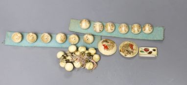 A group of Japanese ivory buttons, early 20th century etc