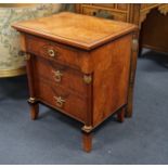 A pair of Biedermier design bird's eye maple three drawer bedside chests, width 53cm, depth 39cm,