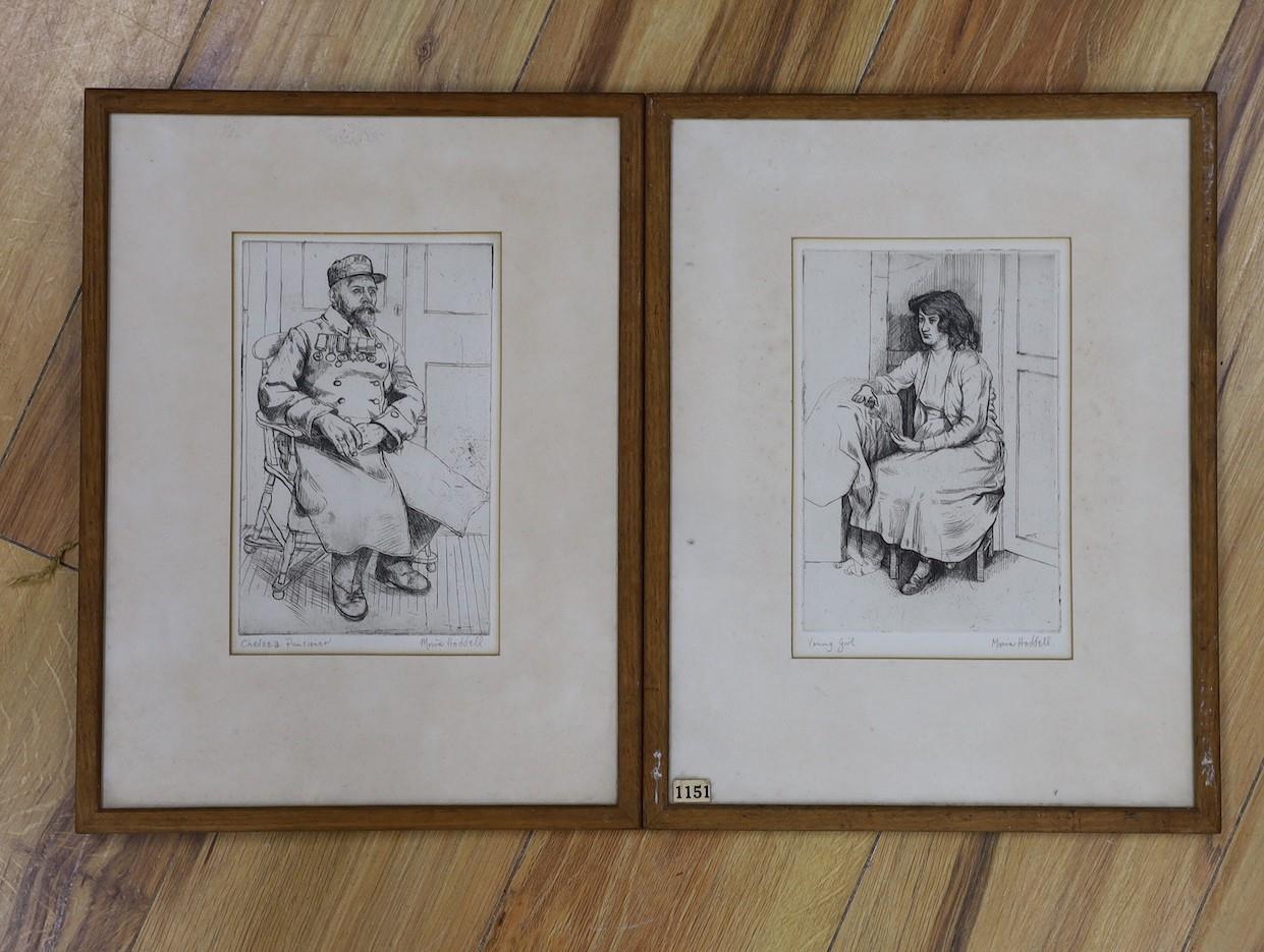 Moira Hoddell (1927-), two etchings, 'Young Girl' and 'Chelsea Pensioner', signed in pencil, 19 x - Image 2 of 6