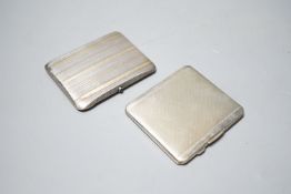 A 1920's silver and two colour yellow metal cigarette case, 92mm, gross 88 grams and a plated