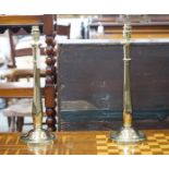 A pair of heavy brass table lamps, height 44cm