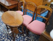 A late Victorian mahogany oval topped occasional table, width 75cm, height 71cm together with