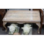 A George I style pale walnut rectangular coffee table width 108, depth 54, height 48 cms.