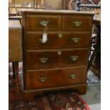 A George II style banded walnut television cabinet with dummy drawer front, width 66cm, depth